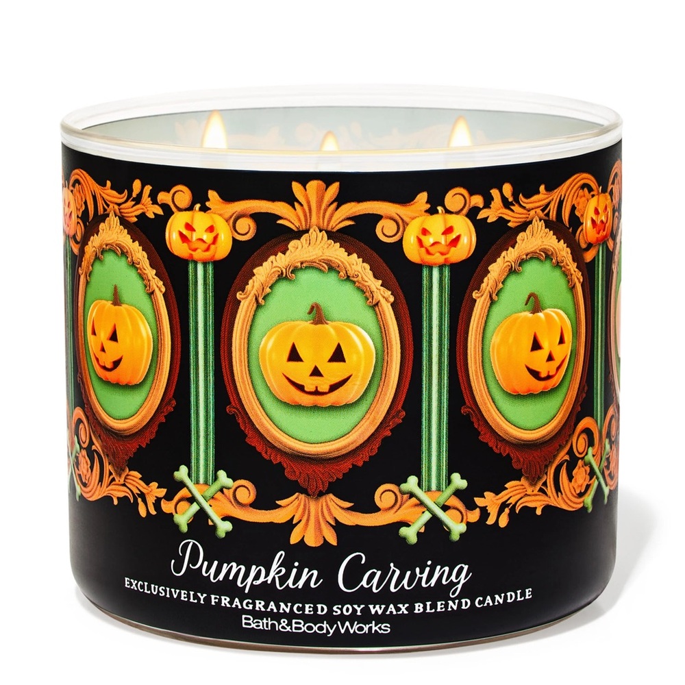 BBW 🎃 Pumpkin Carving 🎃  3-Wick Candles 🎃 NWT